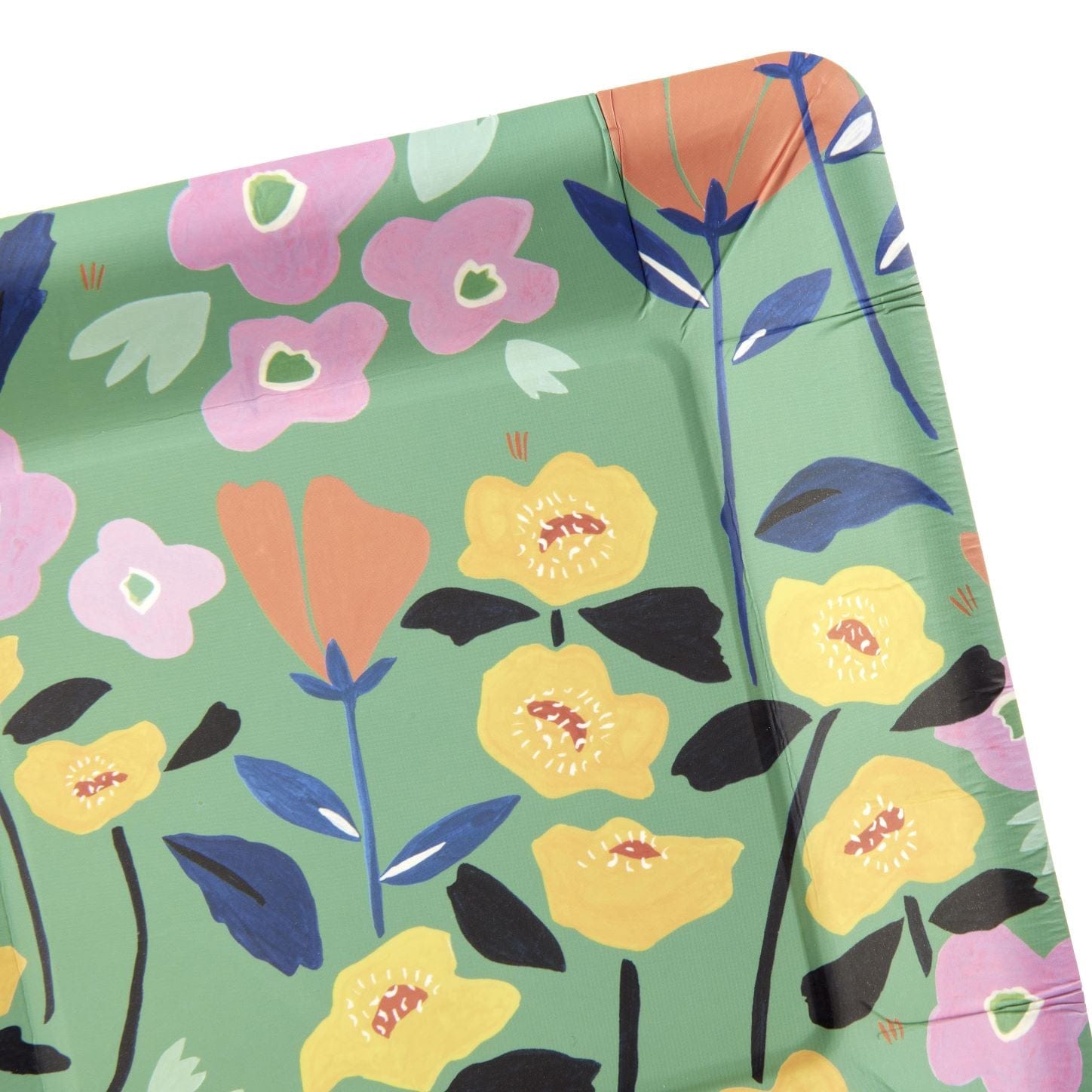 Green Floral Snack Plate - 16 Count Roobee Plates + Dishes 93062