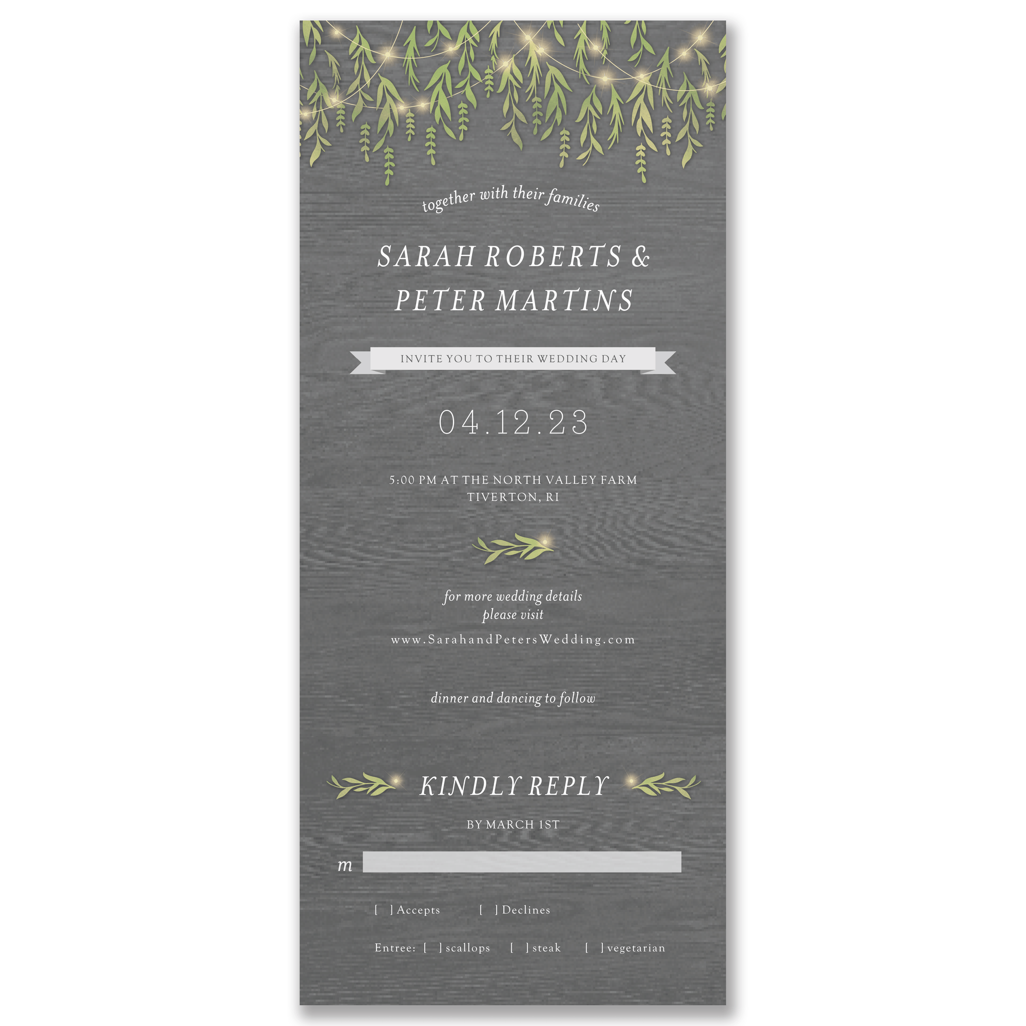 Greenery Lights All-in-One Wedding Invitation Gartner Studios All-in-One Wedding Invitation 98528