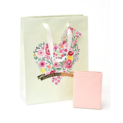 Gold Foil 'Happy Birthday' Grey & Pink Medium Gift Bag With Tag