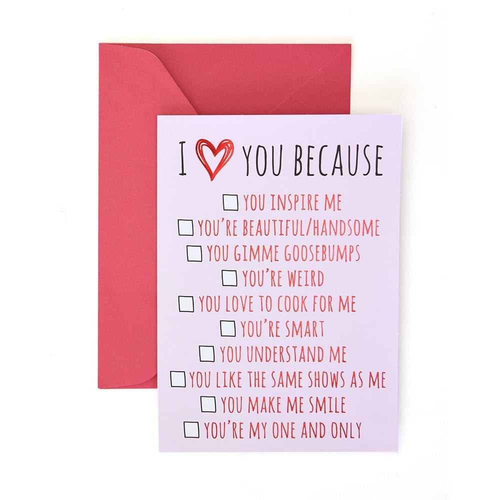 I Love You Because' Valentine's Day Card With Gold Foil