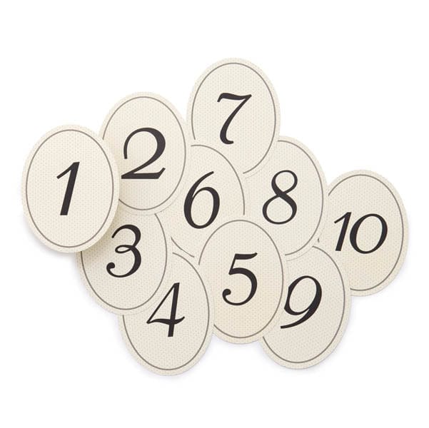 Ivory And Black Table Cards 1-10 Gartner Studios Table Numbers 79227