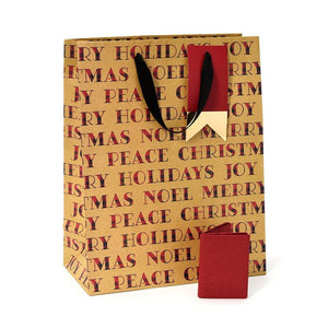 Joy, Peace, Noel' Holiday Gift Bag With Tag Medium Gartner Studios Gift Bags 44141