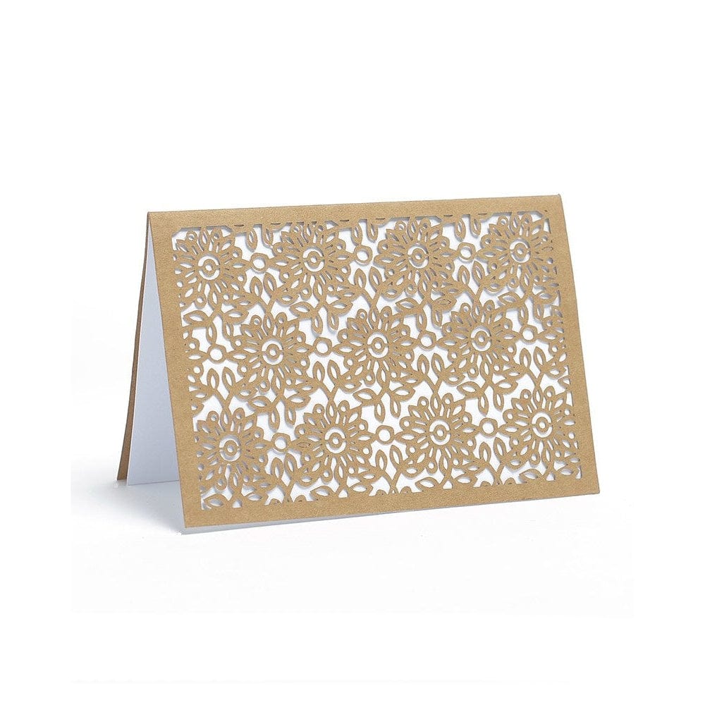 Laser Cut Floral Kraft Blank Note Cards