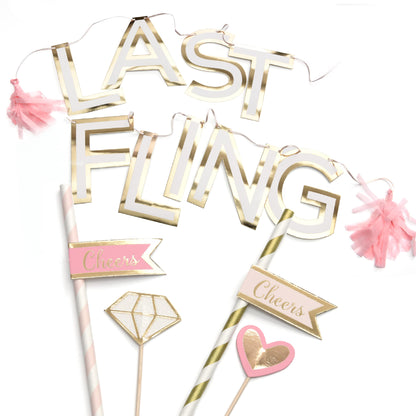 Last Fling Décor Kit - Straws, Picks + Banner Gartner Studios Paper Straws 55695