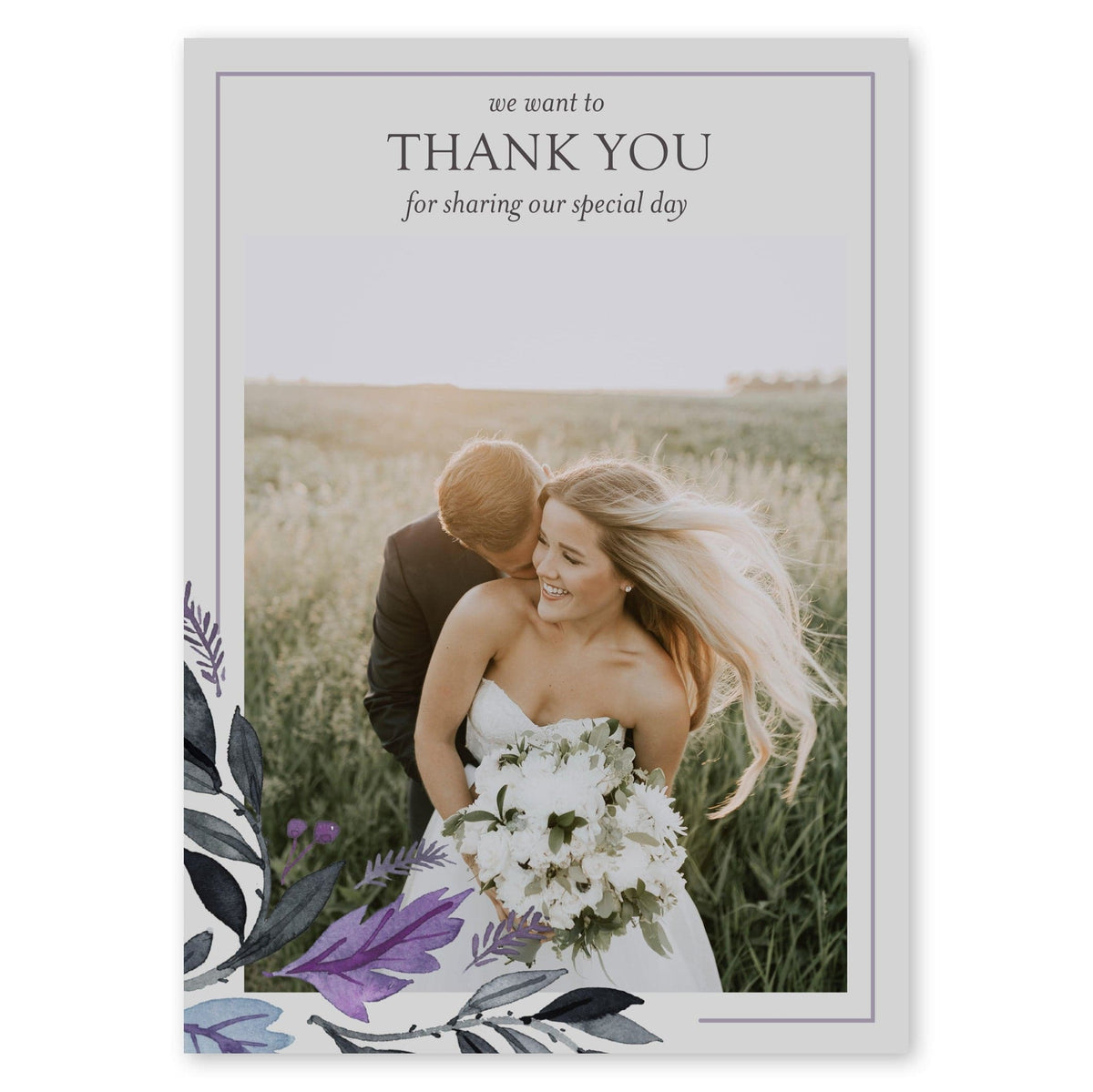 Leaf &amp; Branch Wedding Thank You Purple Gartner Studios Cards - Thank You 11199