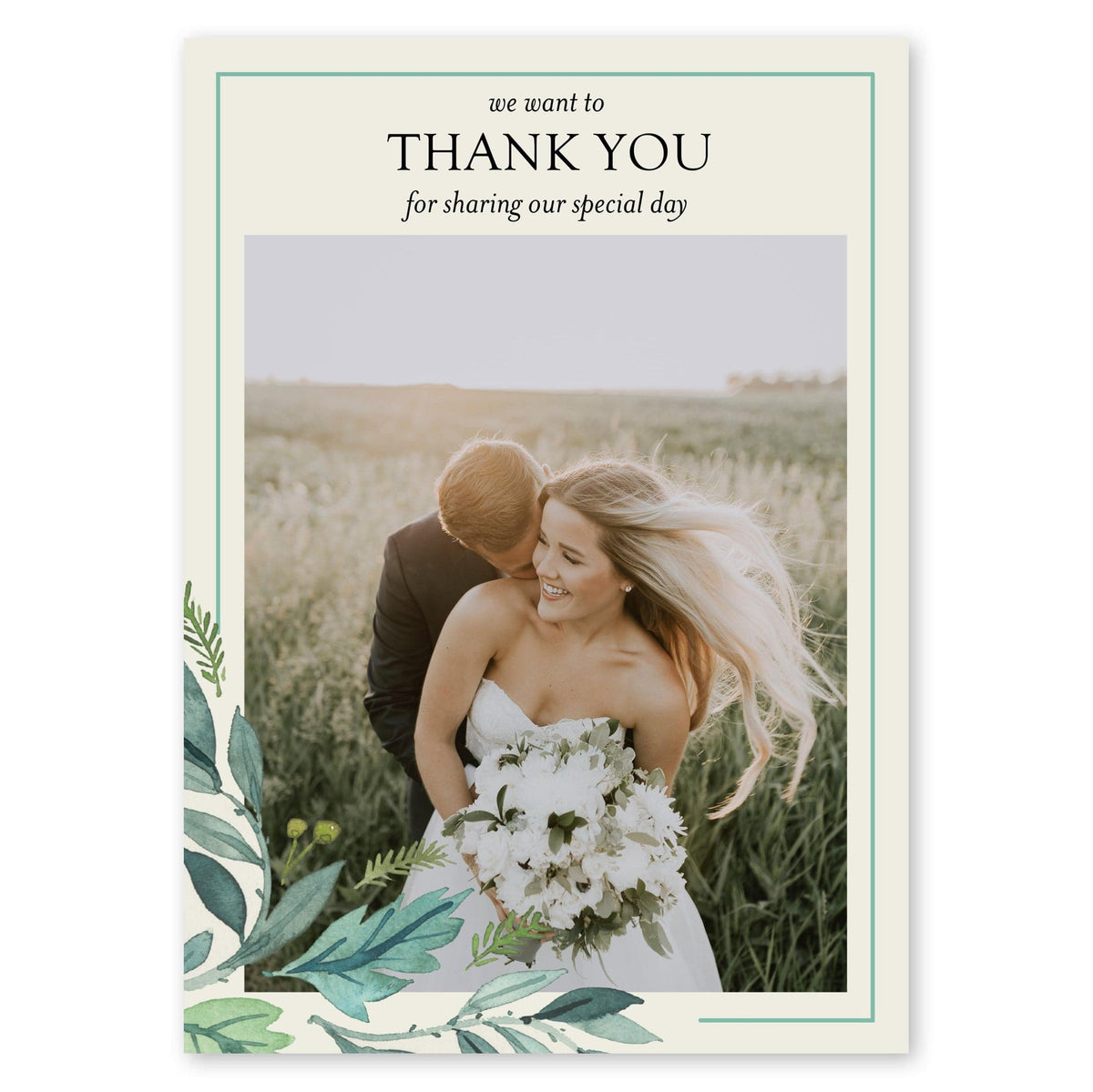 Leaf &amp; Branch Wedding Thank You Teal Gartner Studios Cards - Thank You 11199