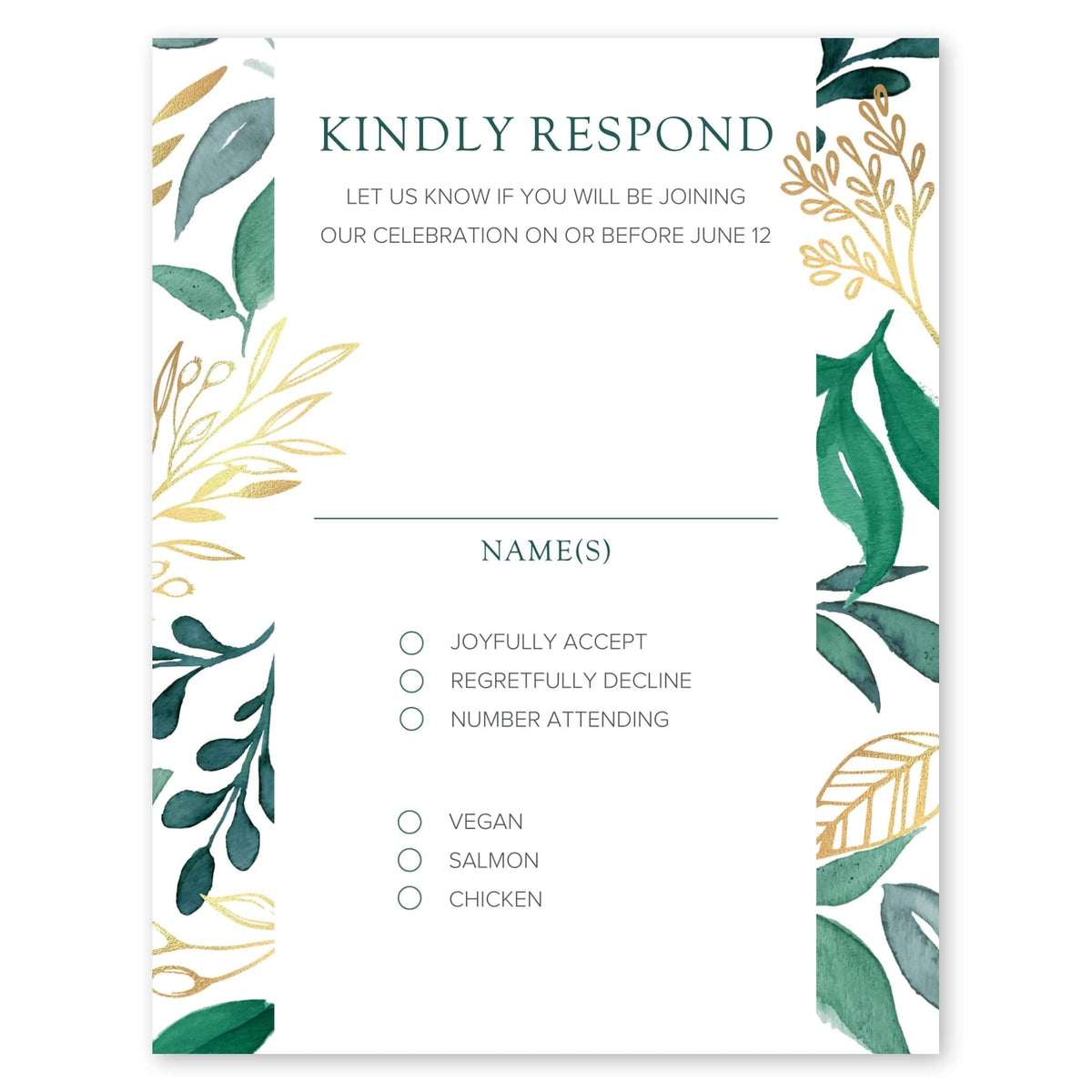 Leafy Wedding Response Card White Gartner Studios Response Cards 97189