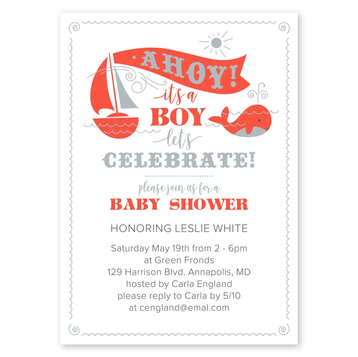 Lil Skipper Baby Shower Invitation Red Gartner Studios Baby Shower