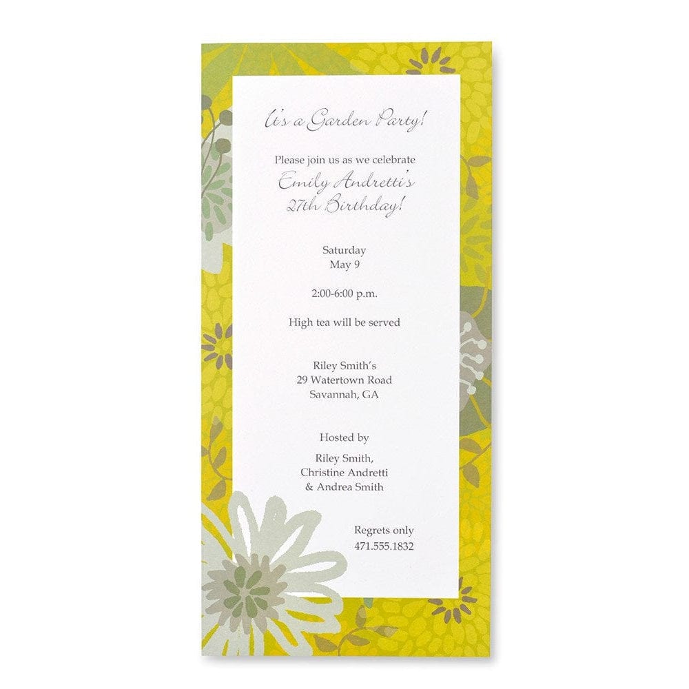 Lime &amp; Blue Floral Print At Home Invitations Gartner Studios Invitations PP0221602