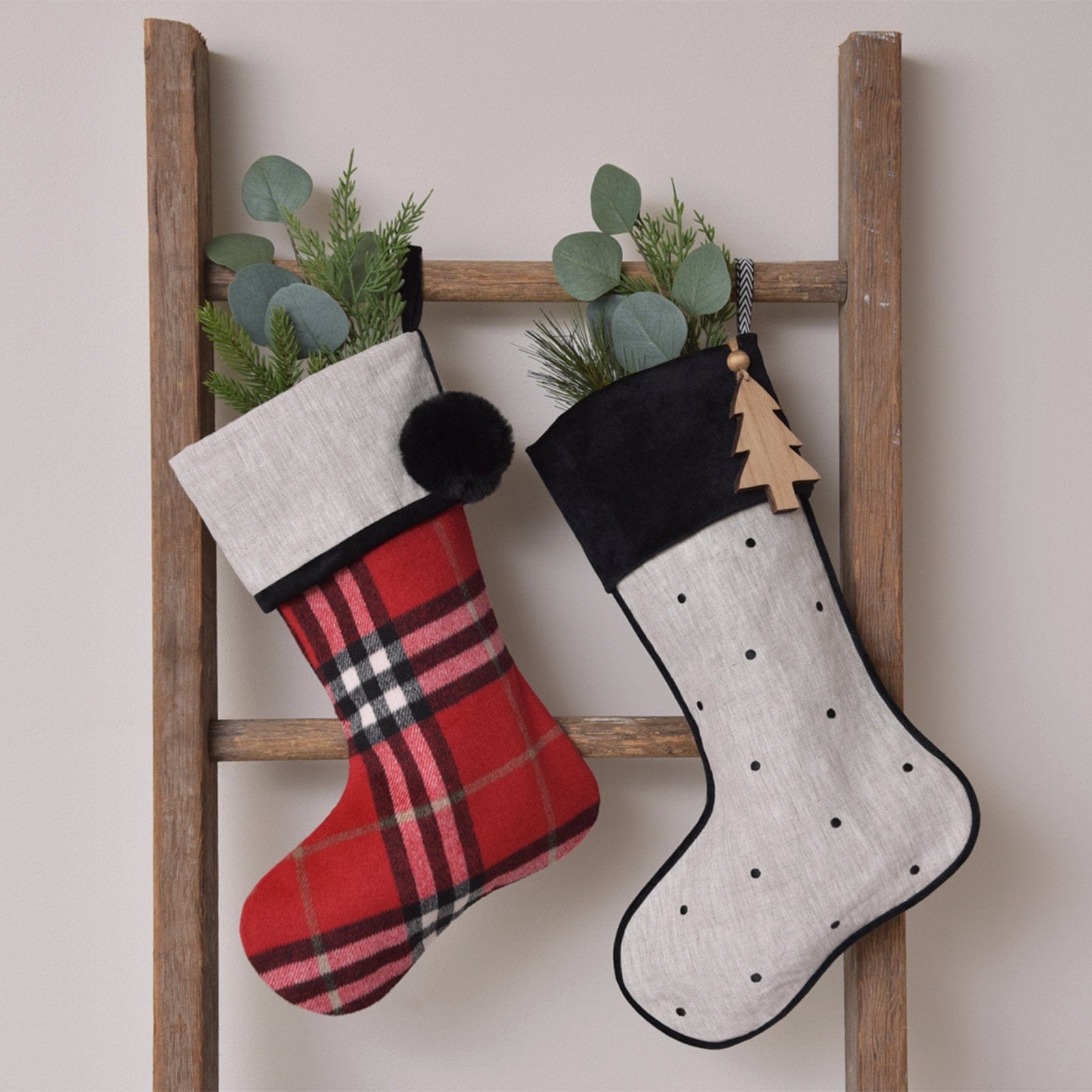 Linen and Velvet Stocking Gartner Studios Holiday Stockings 45414