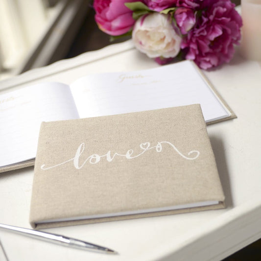 Love Script Linen Guest Book Gartner Studios Guest Book 17978