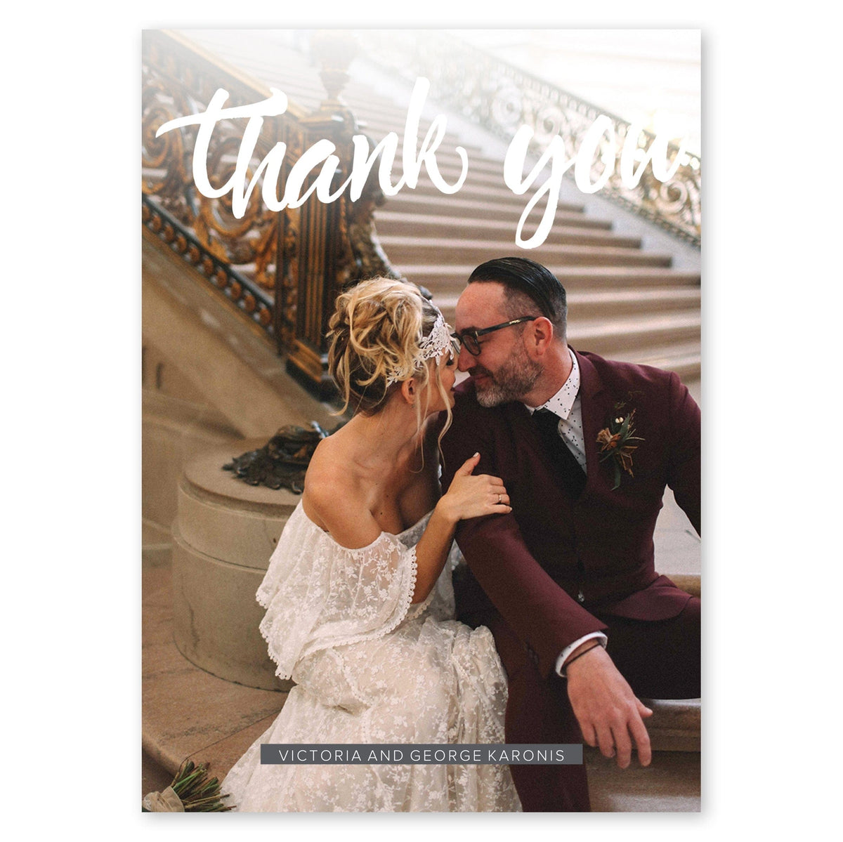Love Script Wedding Thank You Charcol Gartner Studios Cards - Thank You 11187
