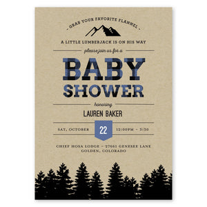 Lumberjack Flannel Baby Shower Invitation Navy Gartner Studios Baby Shower
