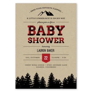 Lumberjack Flannel Baby Shower Invitation Red Gartner Studios Baby Shower