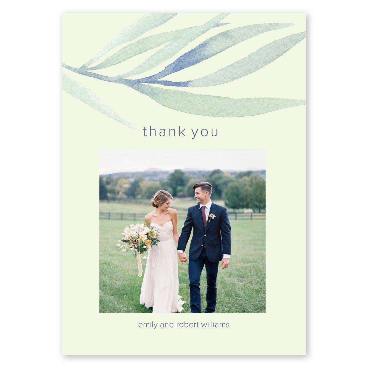 Lyrical Leaves Wedding Thank You Honeydew Gartner Studios Cards - Thank You 11224
