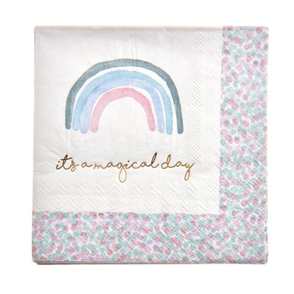 'Magical Day' Rainbow Cocktail Napkin - 32 Count Roobee Napkins 96718