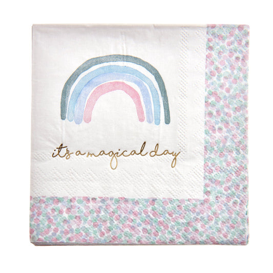 'Magical Day' Rainbow Cocktail Napkin - 32 Count Roobee Napkins 96718