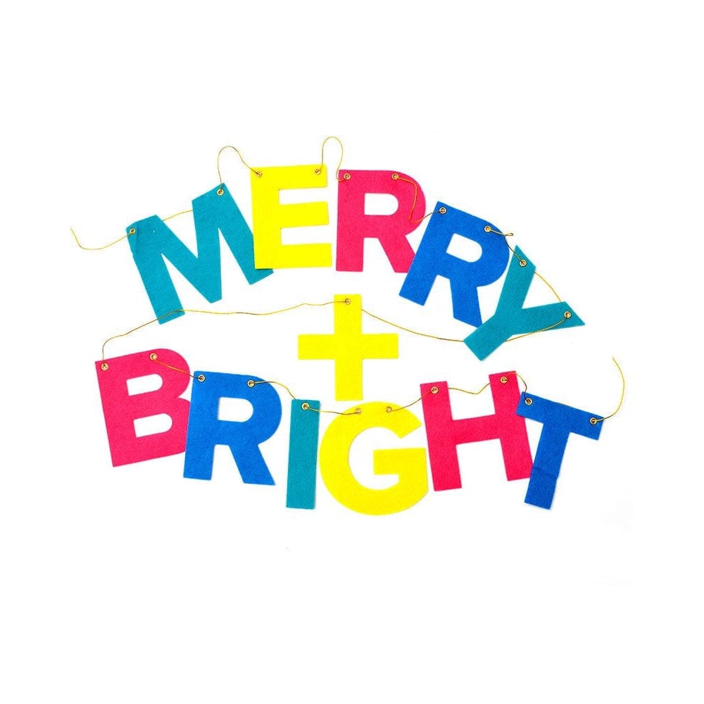 &#39;Merry &amp; Bright&#39; Felt Holiday Banner Gartner Studios Signs + Banners 57233