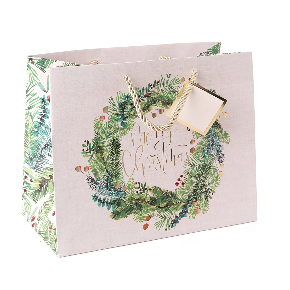 Merry Christmas Wreath Medium Gift Bag Gartner Studios Gift Bags 54790