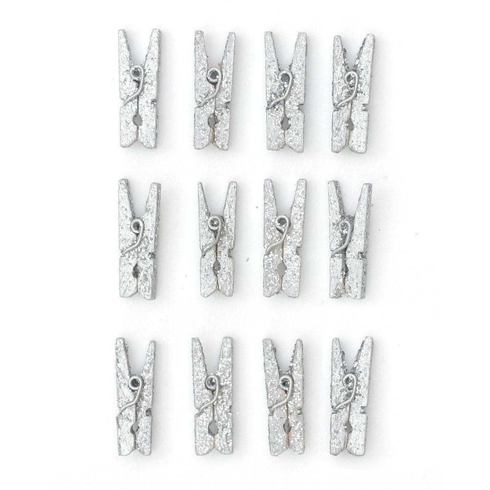 Mini Glitter Clothespins Silver Gartner Studios Favors 50073