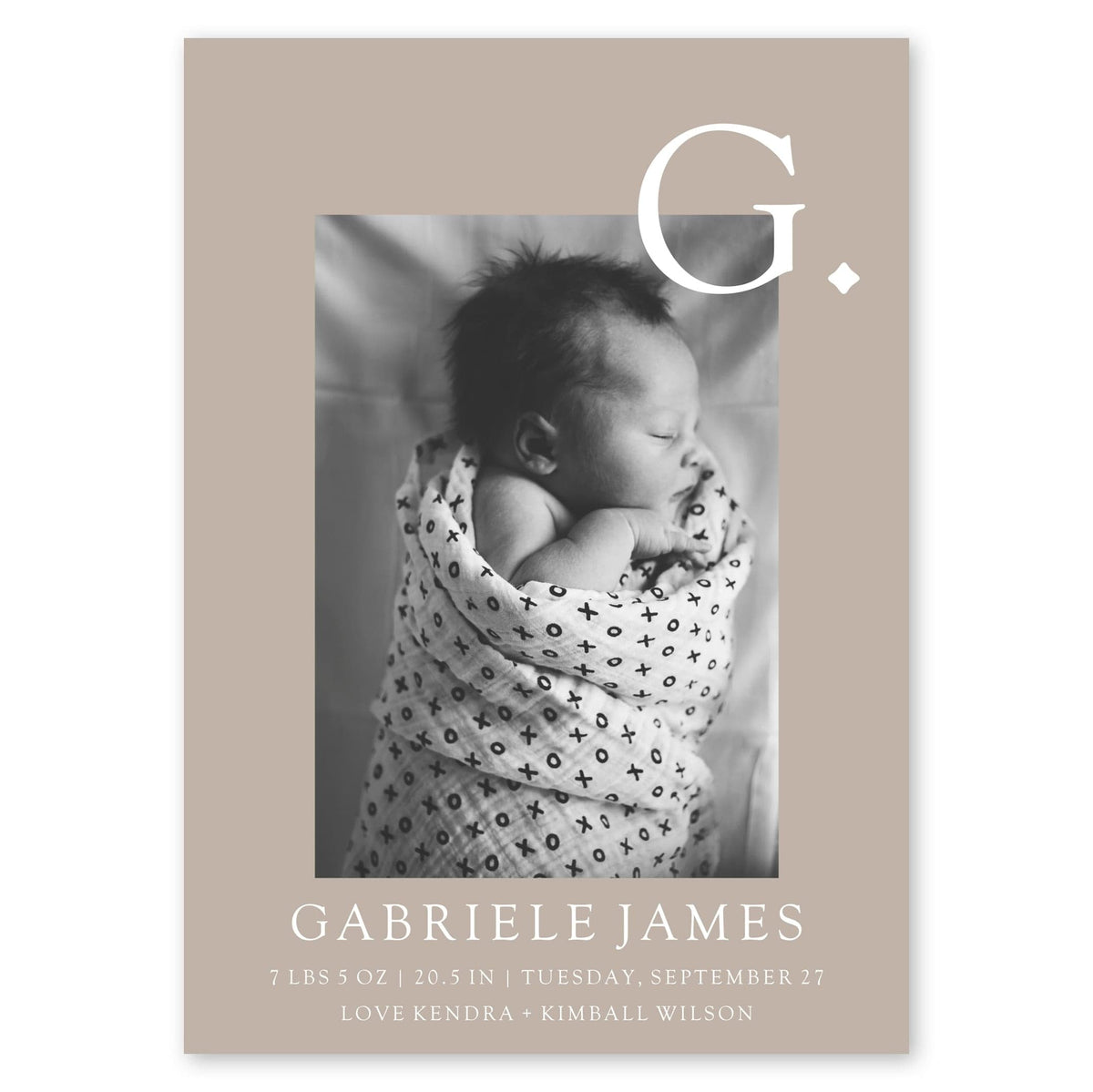Modern Simple Baby Announcement Beige Gartner Studios Baby Announcement