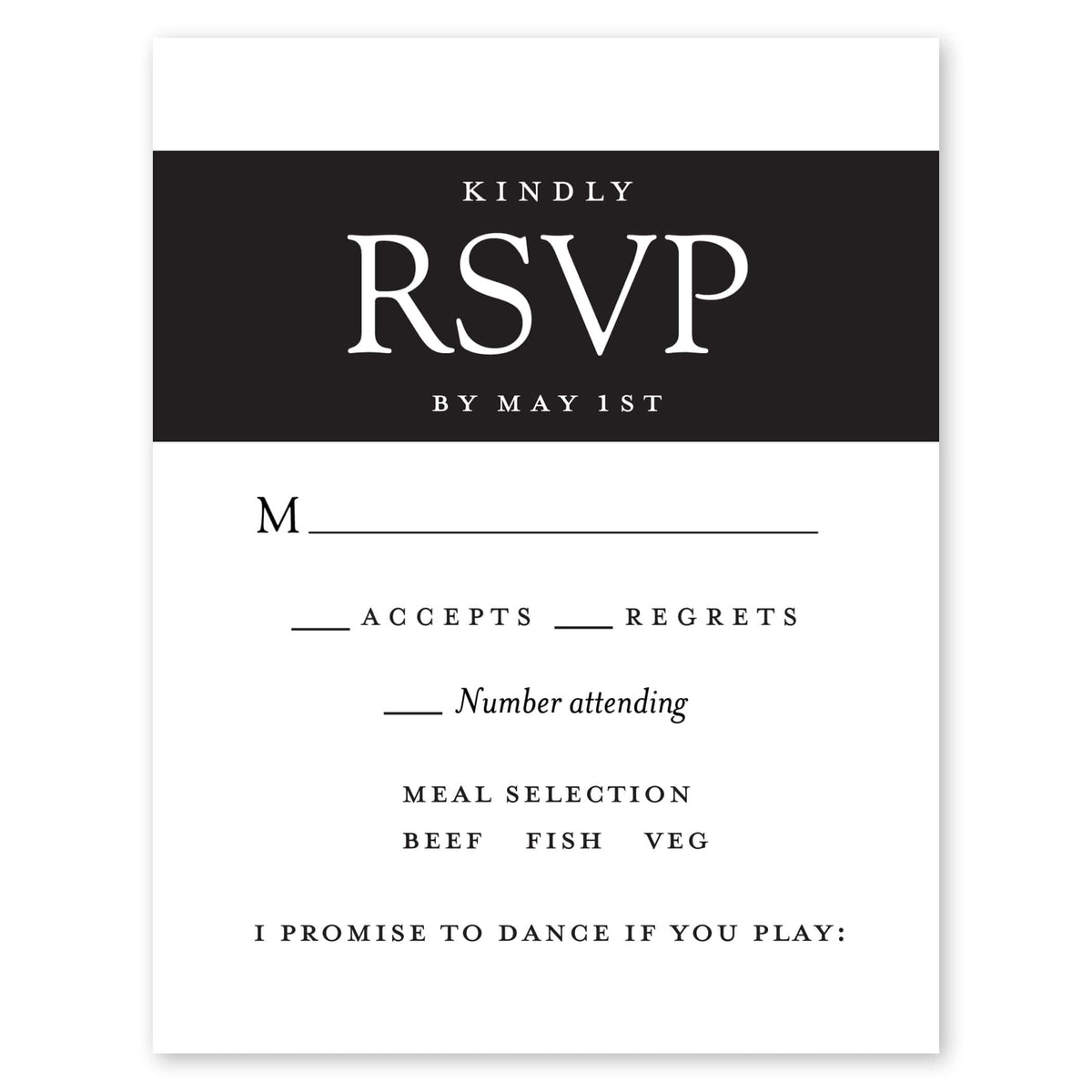 Modern Simplicity Wedding Response Card Black Gartner Studios Response Cards 10611