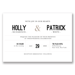 Modern Typography Foil Wedding Invitation Beige Gartner Studios Wedding Invitation 11069