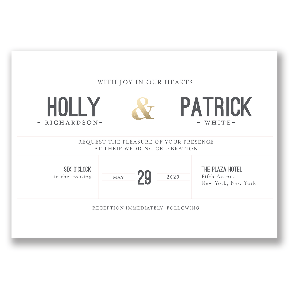 Modern Typography Foil Wedding Invitation Charcoal Gartner Studios Wedding Invitation 11069