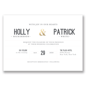 Modern Typography Foil Wedding Invitation Charcoal Gartner Studios Wedding Invitation 11069