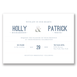 Modern Typography Foil Wedding Invitation Slate Blue Gartner Studios Wedding Invitation 11069