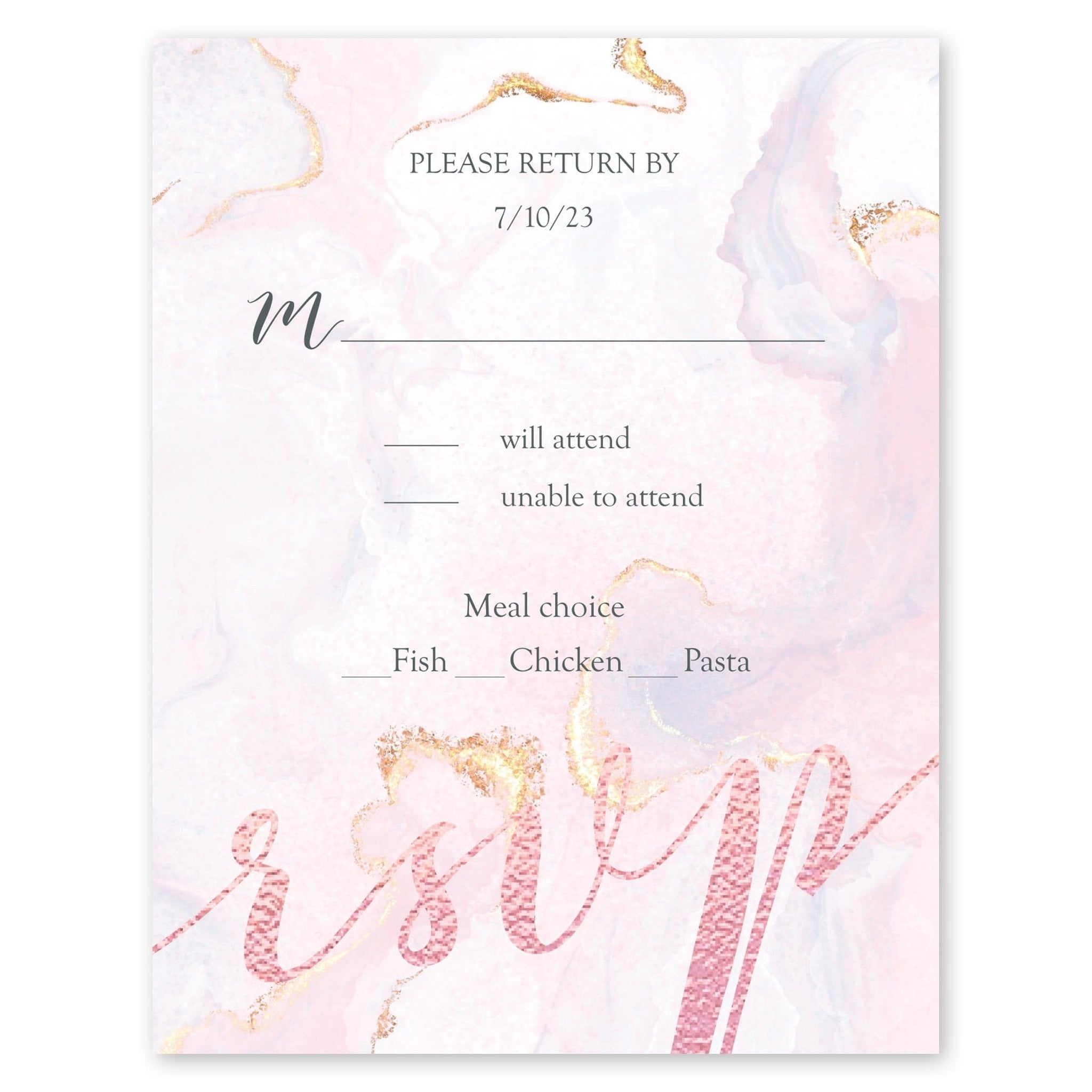 Mostly Marble Wedding Response Card
