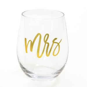 Mrs Stemless Wine Glass  Style Me Pretty - Gartner Studios