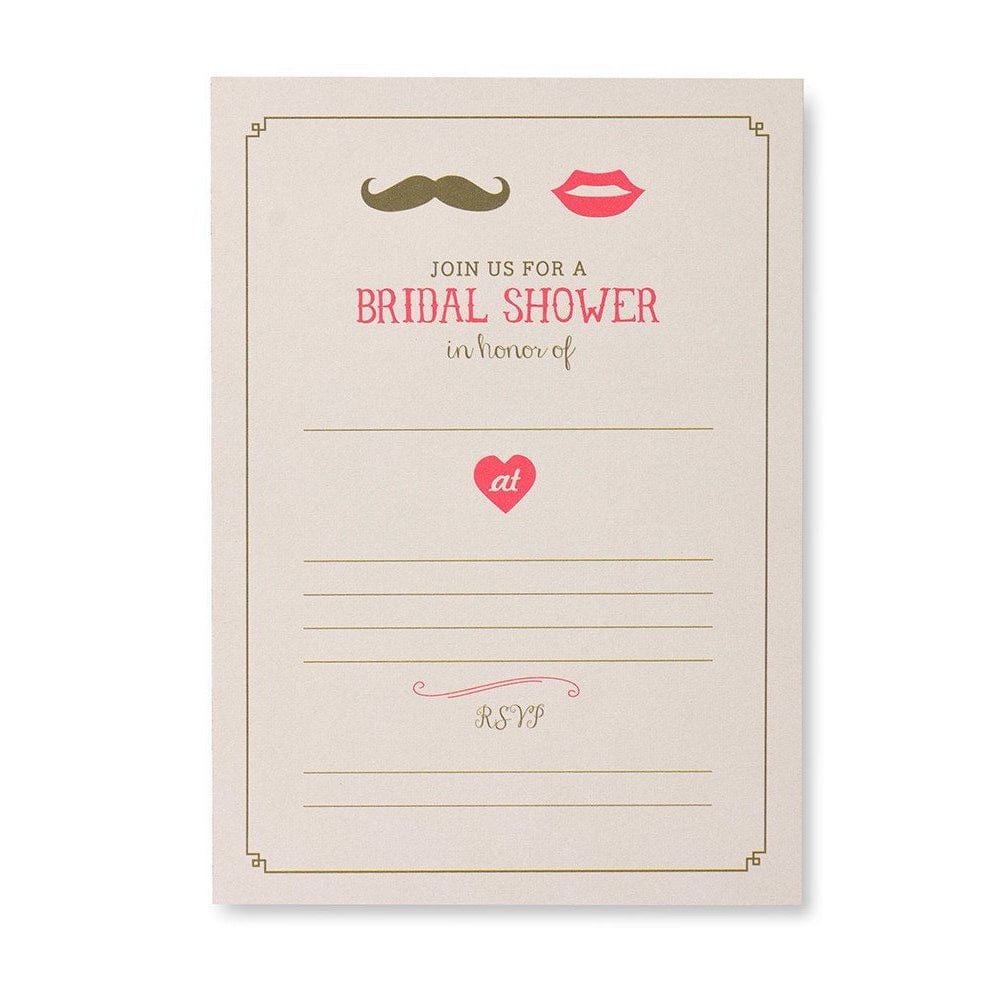 Mustache & Red Lips Bridal Shower Invitations Gartner Studios Invitations 14972