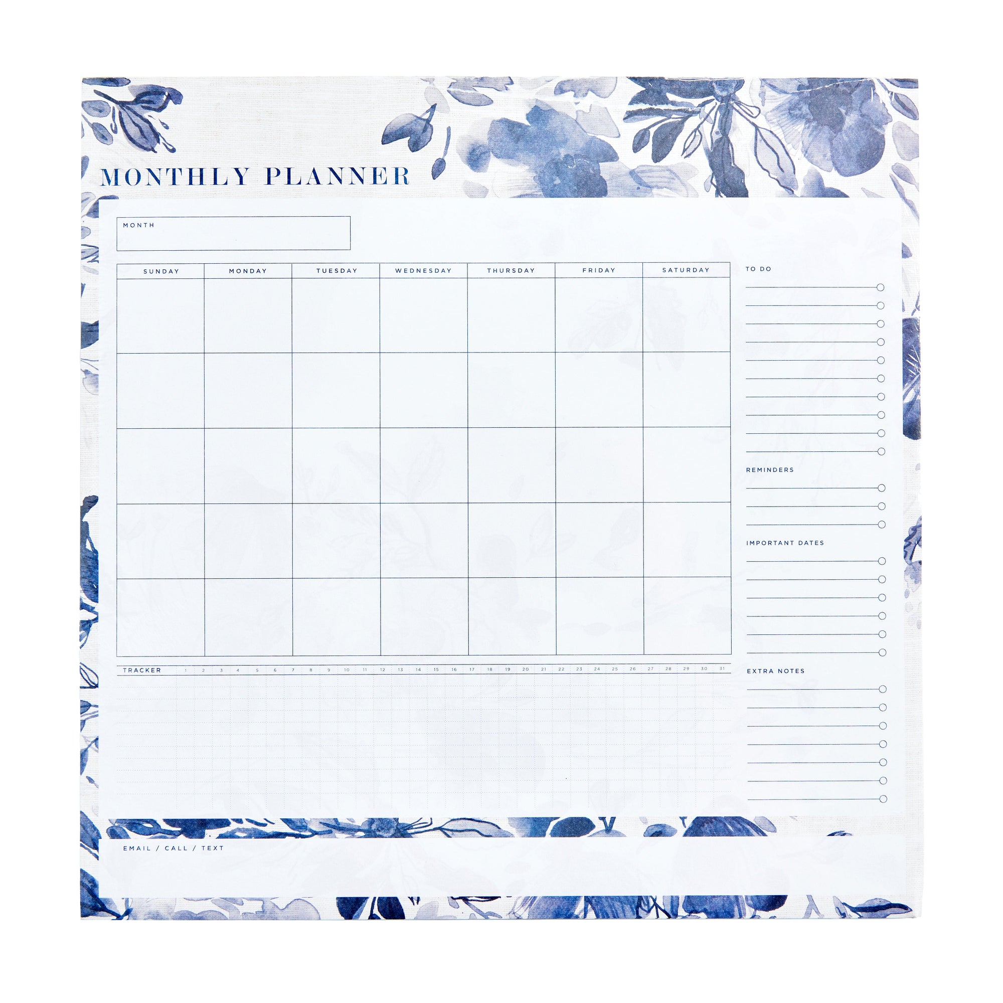 Navy Floral Smart Deck Desktop Calendar Gartner Studios 93887