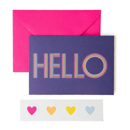 Neon Rainbow "Hello" Script Thank You Cards & Heart Envelope Seals Gartner Studios Cards - Thank You 33481