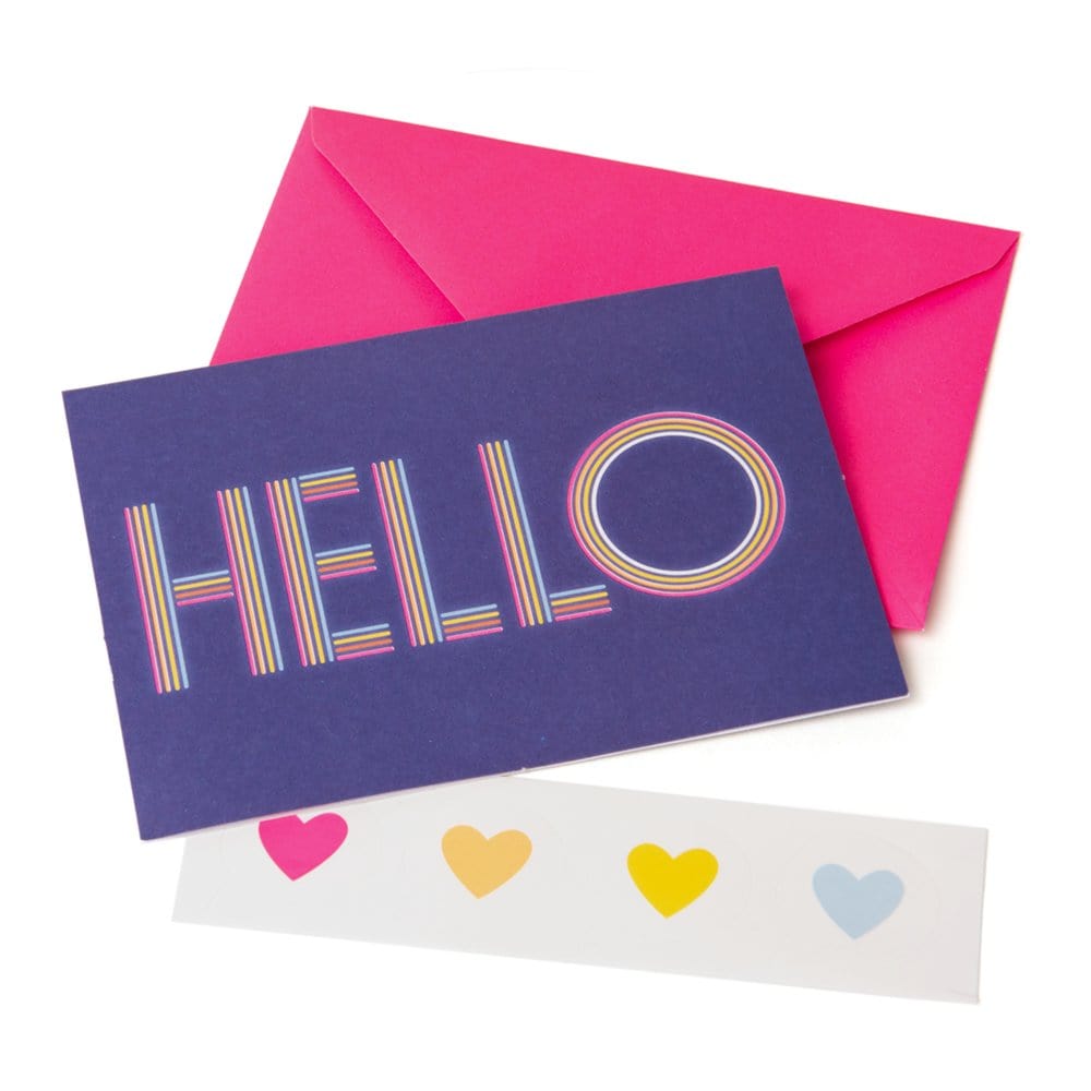 Neon Rainbow "Hello" Script Thank You Cards & Heart Envelope Seals Gartner Studios Cards - Thank You 33481