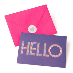 Neon Rainbow "Hello" Script Thank You Cards & Heart Envelope Seals Gartner Studios Cards - Thank You 33481