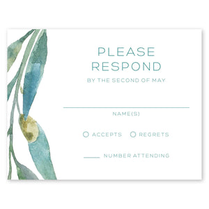 Olive Leaves Wedding Response Card Teal Gartner Studios Response Cards 97196