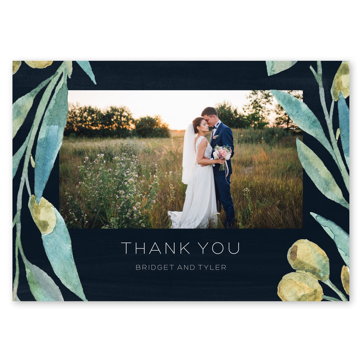 Olive Leaves Wedding Thank You Black Gartner Studios Cards - Thank You 11206