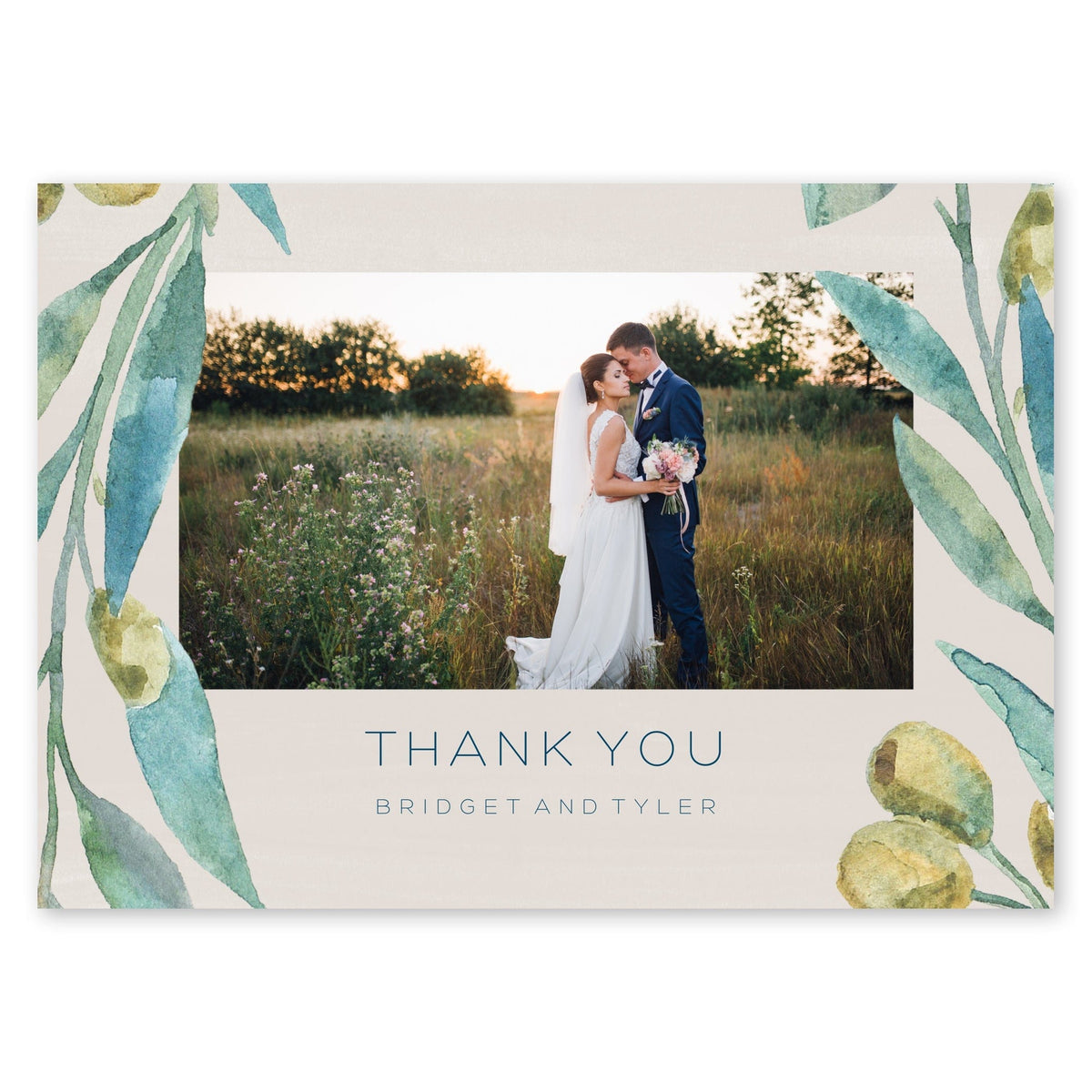 Olive Leaves Wedding Thank You Bone Gartner Studios Cards - Thank You 11206