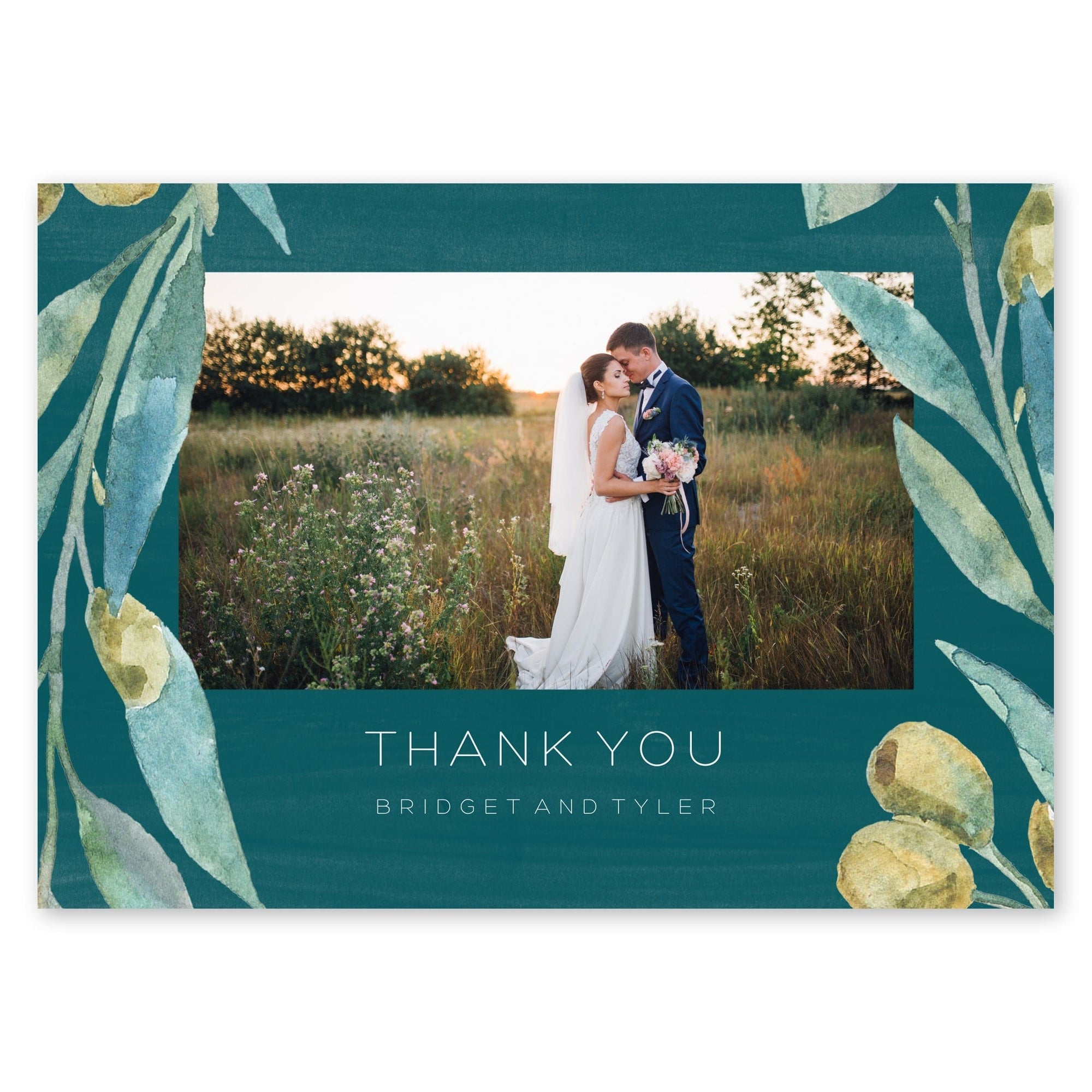 Olive Leaves Wedding Thank You Deep Teal Gartner Studios Cards - Thank You 11206