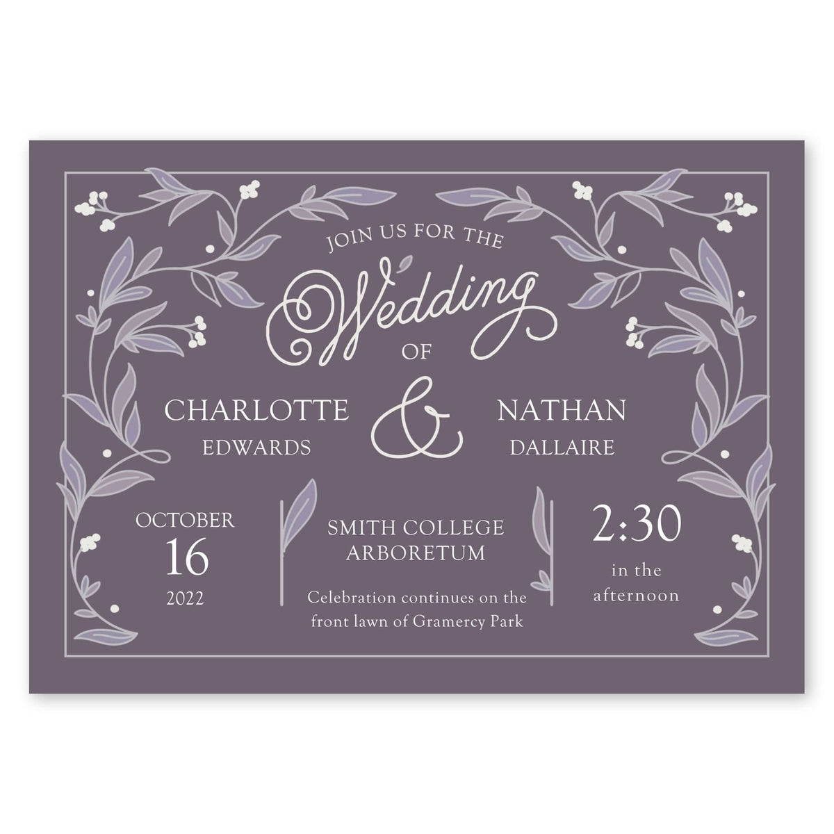 Ornate Impression Wedding Invitation Purple Gartner Studios Wedding Invitation 96946