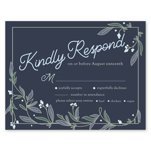Ornate Impression Wedding Response Card Navy Gartner Studios Response Cards 97202