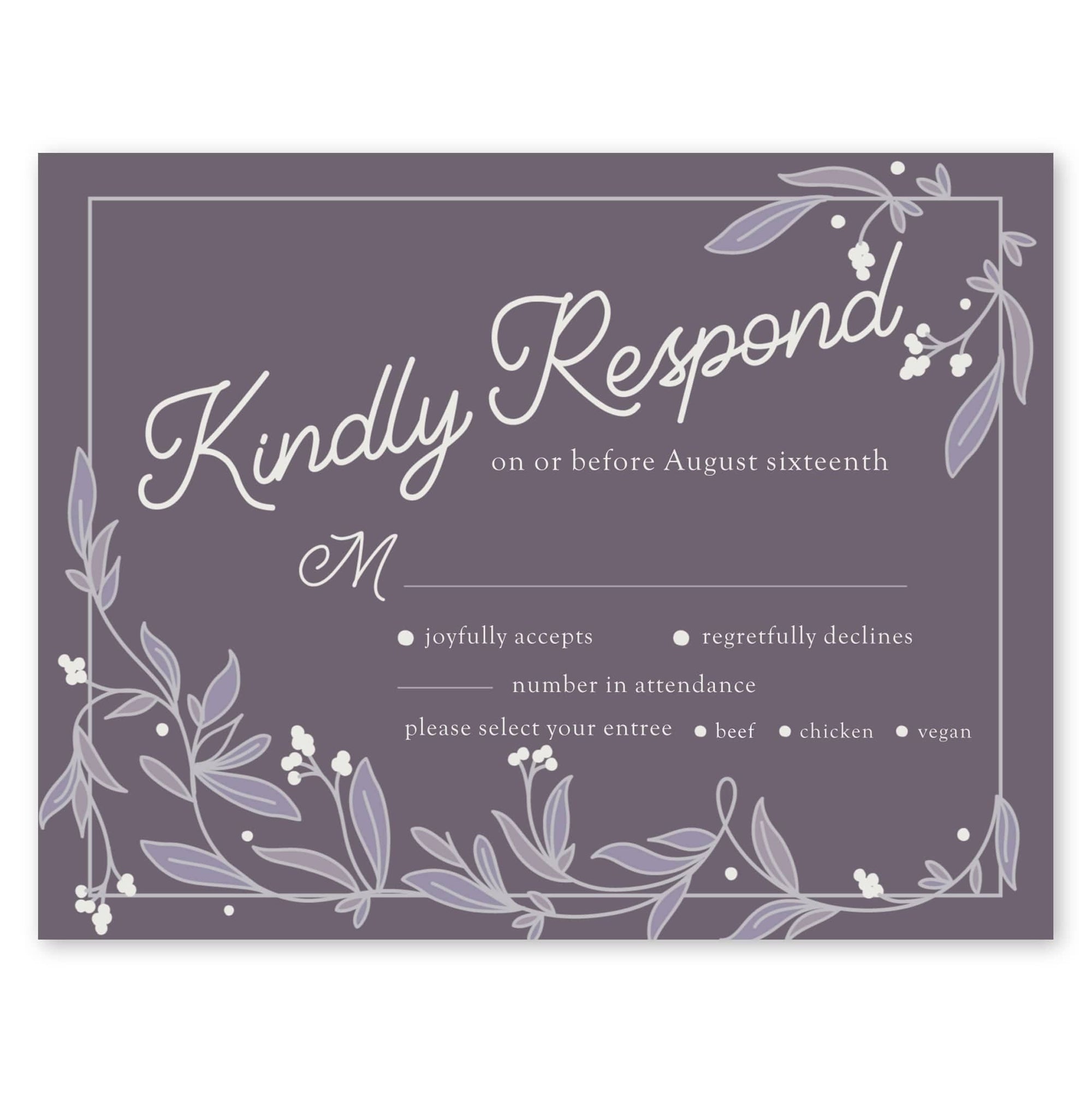 Ornate Impression Wedding Response Card Purple Gartner Studios Response Cards 97202