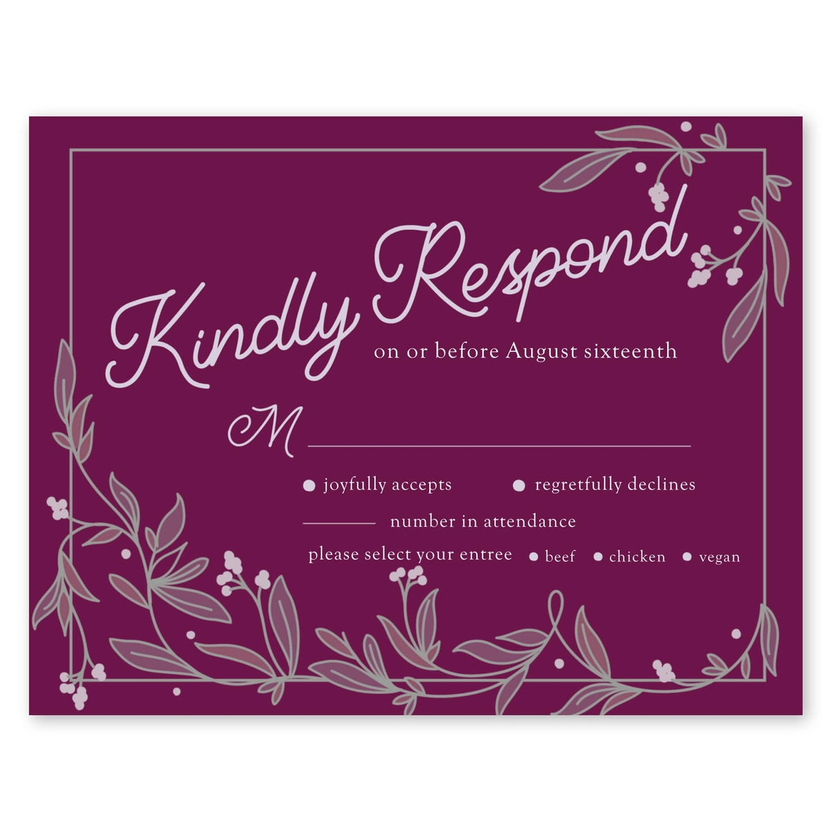 Ornate Impression Wedding Response Card Wine Gartner Studios Response Cards 97202
