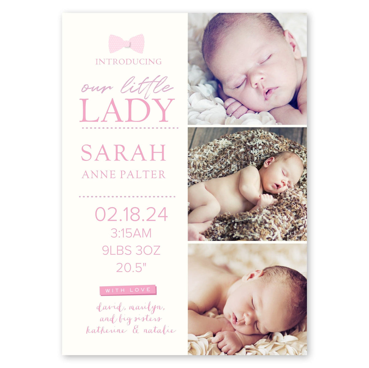 Our Little Lady Baby Announcement Blush Gartner Studios Baby Announcement