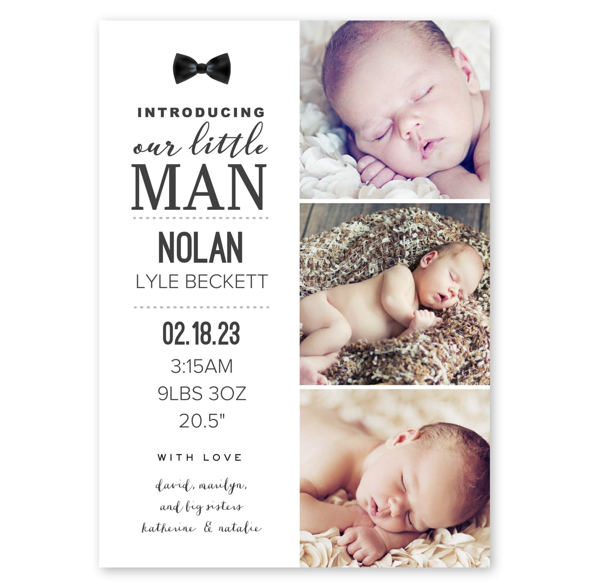 Our Little Man Baby Announcement Black Gartner Studios Baby Announcement