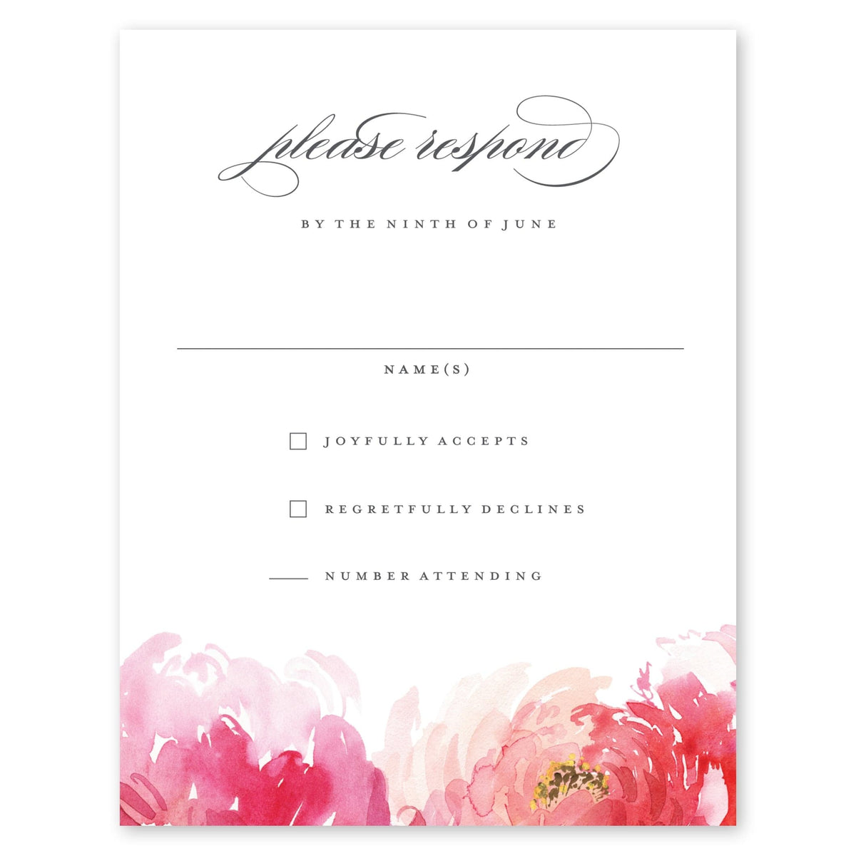 Painted Blooms Wedding Response Card White Gartner Studios Wedding Invitation 10428