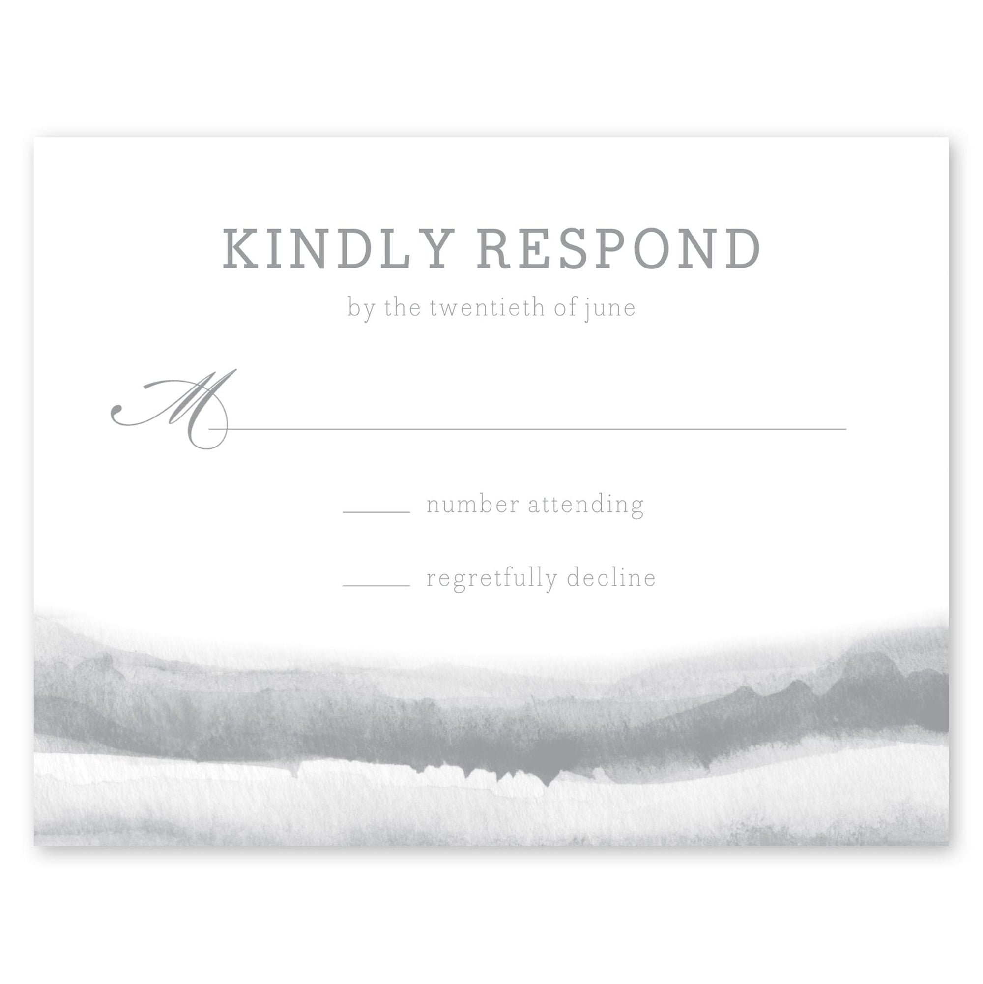 Painted Marble Wedding Response Card Cool Gray Gartner Studios Wedding Invitation 10433