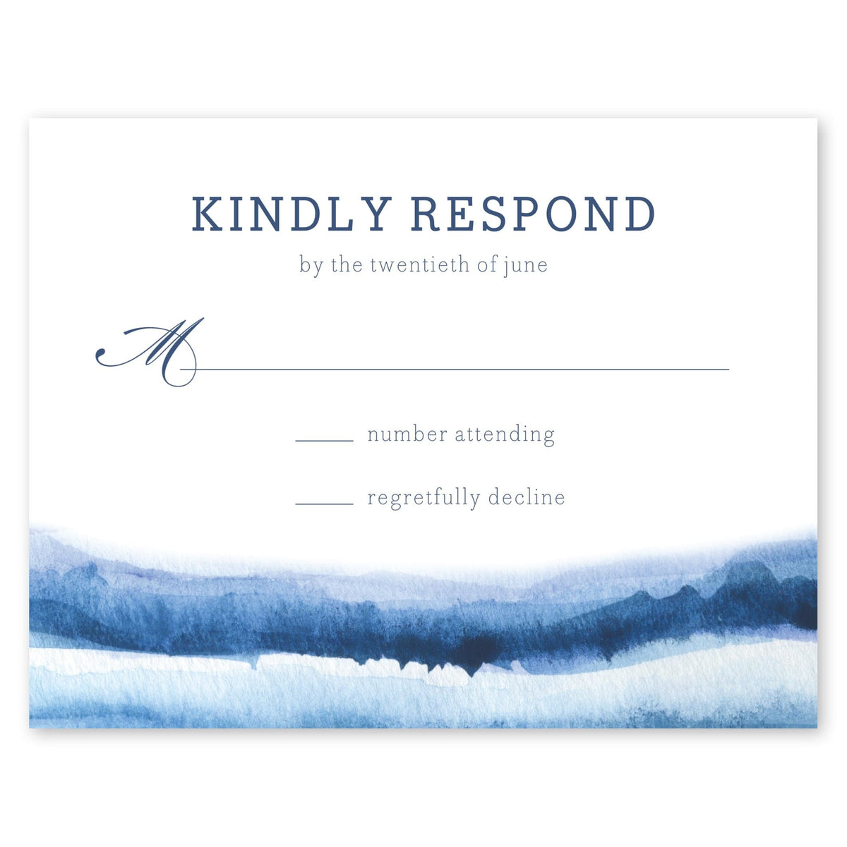 Painted Marble Wedding Response Card Deep Blue Gartner Studios Wedding Invitation 10433